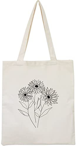 XINGNIAO Canvas Floral Botanische Einkaufstasche für Lehrerinnen, Wiederverwendbare Einkaufstüten, niedliche Katzen-Einkaufstaschen ästhetisch zum Einkaufen