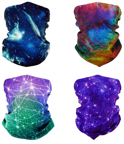 SMEHCF 4 Mehrzweck Bandanas für Damen Herren Stirnband Sturmhaube Haar Kopftuch Gesicht Halbmaske Halsmanschetten atmungsaktiv wiederverwendbar waschbar Universum Nebel Galaxie Konstellation