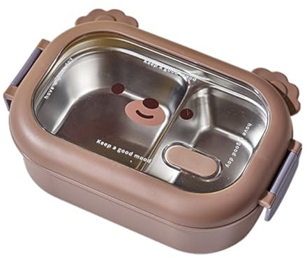 LICHENGTAI Brotdose mit Trennwand für Kinder Mädchen Jungen, Cartoon Bär Edelstahl Lunchbox Auslaufsicher Brotzeitbox mit 2 Fächern, Frühstücksbox Bento Box Jausenbox für Schule Arbeit Picknick Reisen
