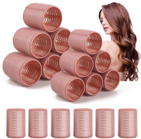 xnicx Bigodini Termici Ceramici,18 Pezzi Heatless Hair Curler Rollers,Bigodini Grandi per Volume,per Stile Duraturo,Ideale per le Donne dai Capelli Lunghi e Corti,3 Dimensioni(60,48,36 mm,Rosa)