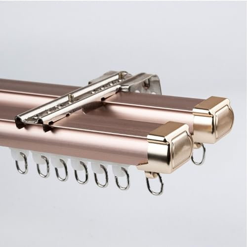 Doppelte Vorhangschiene, Aluminium, 5 m, robuste Decken-/Wandhalterung, Raumteiler, Rosa, 6 m (4 x 1,25 m)
