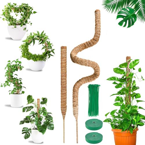 COZCLAM Moss Pole for Monstera, 63'' & 23.6'' Bendable Cheese Plant Support pole, Coco Coir Pole for Indoor Climbing Plants, Monstera Support, Plant Sticks Support for Creeper Plants Grow Upwards