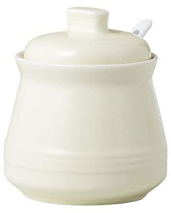Azucarero pequeño Vintage de Porcelana y cerámica, salero y pimentero, especiero con Cuchara, azucarero pequeño Bakey, Color Blanco, 0,3