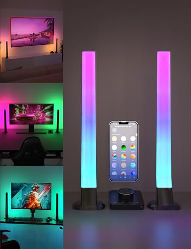 ALANTOP RGBAI-Gaming Lightbar, Wi-Fi-Smart-LED-Gaming-Lichter Musiksync und über 68 Szenenmodi, mit Alexa, Spielzimmer-Lichtdekor 2 Stück