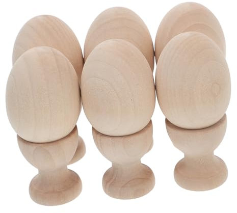 SECFOU 1ensemble Set De Coquetiers Bois Naturel pour Garçon Fille Support à Œufs De Pâques Réutilisables pour Activités Et Décorations De Table