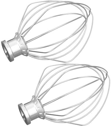 EMDMGJ Mixer-Rührkopf, 2 Stück K45WW Edelstahl-Schneeschläger, kompatibel mit Kitchenaid 4,5 QT und 5 QT Artisan-Serie, Kippkopf, Vertikalmixer, Edelstahl-Schneeschlägernetz