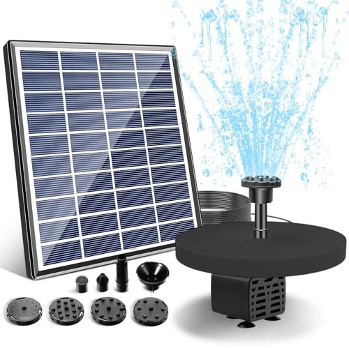 Pavlleen Fontana Solare, Pompa Solare per Laghetto da 5 W, con 6 stili di fontana, Fontana Solare da Giardino per Esterno, per bagno per uccelli all'aperto, acquario, giardino, Stagno