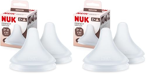 NUK Perfect Match Babyflaschentrinksauger | Ab 3 Monate | Passt sich dem Baby an | Anti-Colic | BPA-frei | Silikonsauger für Flaschen, Medium | 2 Stück (Packung mit 2)