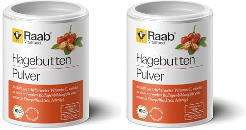 Raab Vitalfood® Bio Hagebutten Pulver (150 g) - Premium-Sorte AP-4® Hagebutte aus dem Süden von Chile, mit natürlichem Vitamin C für eine normale Kollagenbildung & Knorpelfunktion, ohne Zusätze