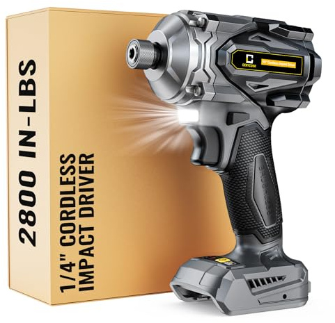 Cerycose Cordless Impact Driver Compatible with DeWalt 20V Battery (No Battery), 2800 In-lbs Brushless 1/4 Hex Chuck Impact Driver, Impact Drill with 5-Speed Lightweight Power Impact Drivers
