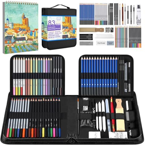 83 Piezas Set de Dibujo ArtíStico, Materiales de Arte Profesionales, Incluye Cuaderno De Bocetos, Acuarela, LáPices De Colores MetáLicos, Adecuado Para Artistas Y Principiantes