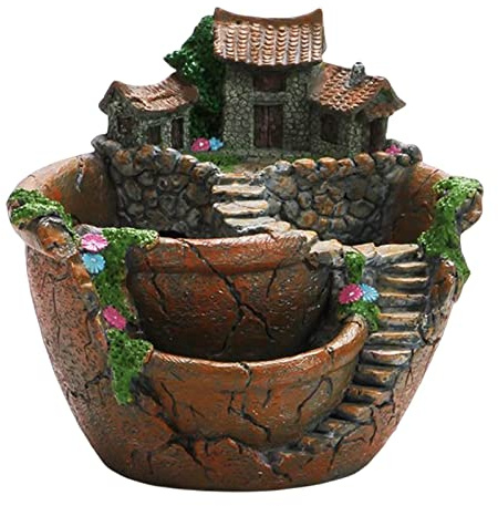 sporful Creative Fairy Garden - Maceta de resina naranja para cactus y plantas verdes, decoración del hogar, oficina, balcón
