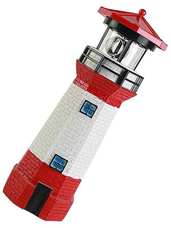 Spacnana Lighthouse Solare Ecologico con Faro Rotante per Decorazioni per Paesaggi Patio Realizzato in Resina Resistente (rosso)