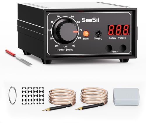 SEESII Battery Spot Welder: 0.1-0.3mm Spot Welding with Dual Pulse Output, DIY Battery Packs, 8000W Portable Spot Welder with Foot Pedal/Auto Mode for Lithium