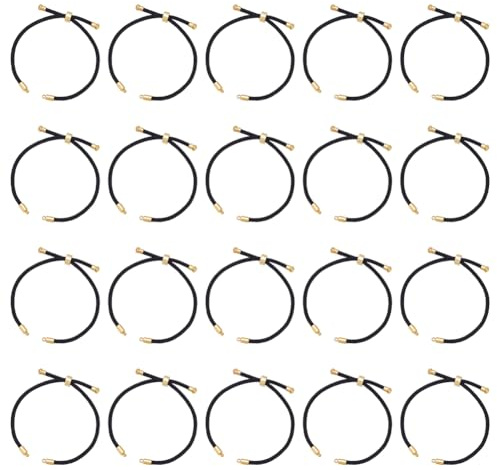 UNICRAFTALE 20 Stück Nylon Schiebearmbänder mit Twist Cord 11,5 12 cm Schwarze Kettenglieder mit Goldaccessoires Verstellbare Armbänder für Damenschmuckherstellung