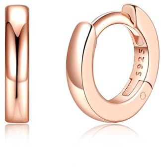 Silvora Kleine Creolen Silber 6mm/8mm/10mm/12mm/14mm/16mm/18mm/20mm Damen | 925 Silber Ohrringe Hoop Huggie Creolen Silber/Gold/Schwarz/Rosegold Schläfer Kreolen für Frauen Herren Männer