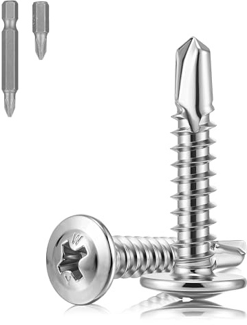 NZNSML 100 viti autofilettanti in acciaio inox, M4,8 x 38 mm | Viti autoperforanti per lamiera, viti in metallo, per lamiera, legno, con punta per cacciavite