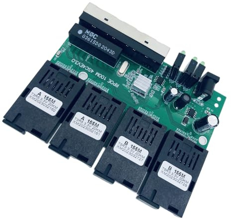 QUEENYARD 100M Reverse 4F4E Fibra Switcher 4 Fibra Otticamente Media Converter Fast Ethernet Facile Installazione Scheda di Sviluppo Data Center Switcher
