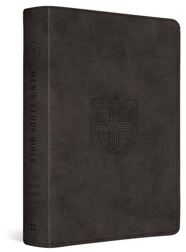 Holy Bible: English Standard Version, Charcoal, Shield Design, Trutone, Men's Study Bible With Ribbon Marker