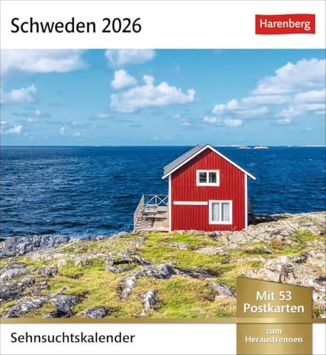 Schweden Sehnsuchtskalender 2026 - Wochenkalender mit 53 Postkarten: Reise-Kalender zum Aufstellen oder Aufhängen für Urlaubsstimmung auf dem ... Sammeln und Verschicken (Postkartenkalender)