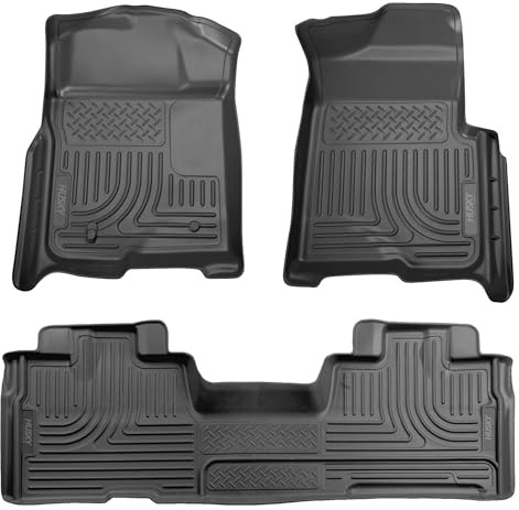 Husky Liners Weatherbeater Floor Mats | Fits 2009-2014 Ford F-150 SUPERCAB ONLY w/Out Manual Shifter (Footwell Coverage) | Front & 2nd Row, 3-pc Black - 98341