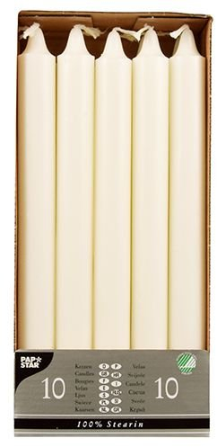 10 Kronkerzen Ø 2,2 mm · 24 cm weiss aus 100% Stearin Stabkerzen