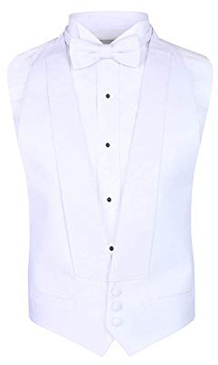 S.H. Churchill & Co. White Pique Vest & Pre Tied Bow Tie - (FITALL, White)