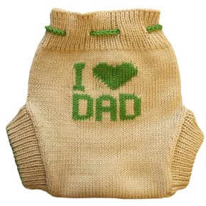 100% Merino Wolle Baby Wollwindelhose Überhosen Soaker gestrickt I love Dad L Beige-Green