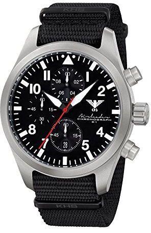 Airleader Steel Chronograph KHS.AIRSC.NB Edelstahl, Natoband schwarz, KHS Tactical Watch, Einsatzuhr, Fliegeruhr