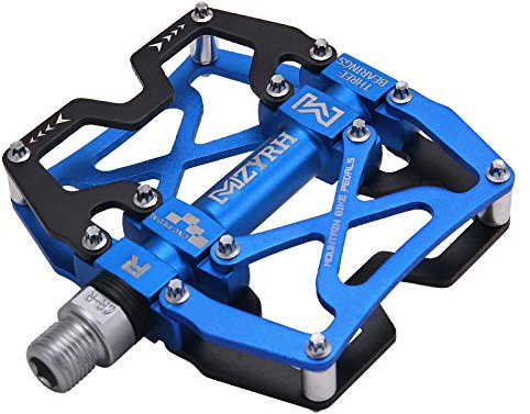 MZYRH Mountain Bike Pedals, Ultra Strong Colorful CNC Machined 9/16 Cycling Sealed 3 Bearing Pedals(Black Blue 3 Bearings)