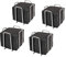 HostelNovo - Set de 4 servilleteros con 200 ud de servilletas de cóctel 10x10 cm - Servilletero de acero inoxidable resistente - Servilletas color negro, papel desechable