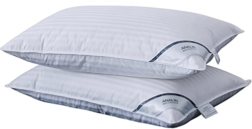 ANALIN 2 pack Goose Feather Down Pillows, 100% Cotton Shell, Non-allergenic & Anti dust mite, Soft Hotel Quality Pillows (50% Goose Down)