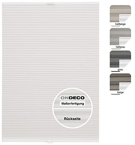 ondeco Waben-Plissee Thermo auf Maß für alle Fenster innen, ohne Bohren, Montage Klemmträger bis 27 mm, Sonnenschutz-Rollo lichtschutz und Verdunkelung Weiß B: 71-80 cm, H: 40-100 cm