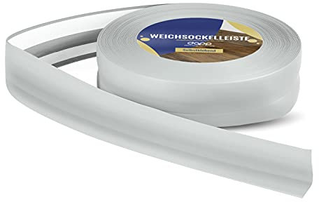 DQ-PP WEICHSOCKELLEISTE | 40m (2x20m) | grau | 32x23mm | PVC | selbstklebend | Knickwinkel Fussleisten Gummileiste Sockelleiste Winkelprofil Abschlussleiste Bodenleiste