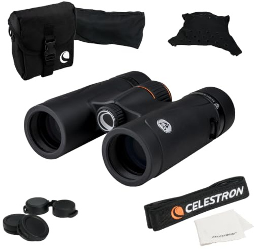 Celestron 71401 TrailSeeker ED 8 x 32 Roof Prism Binocular, Fully Broadband Multi-Coated Lens, BaK-4 Prism Glass, Black