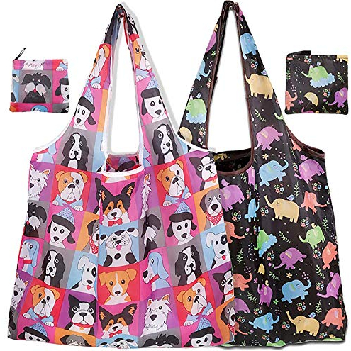 Wiederverwendbare Faltbare Einkaufstasche,2PackTragbare Einkaufstasche Faltbar Einkaufsbeutel,Umweltfreundliche Einkaufstaschen,Faltbar Einkaufstüten,Waschbar &Strapazierfähig & Leicht(46x60cm)
