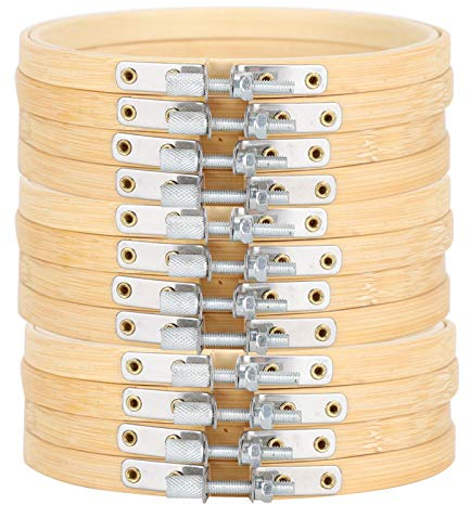 Stickrahmen, Kreuzstich Bambus Hoops, 12 Stück, Kompakte Größe, Stickrahmen, Nähzubehör, 13 Cm Bambus-Kreis Bambus Zum Nähen Von Seiden Malen Stickerei