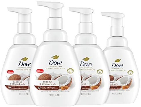Dove Foaming Hand Wash Coconut & Almond Milk Pack of 4 Protects Skin from Dryness, More Moisturizers than the Leading Ordinary Hand Soap, 10.1 oz