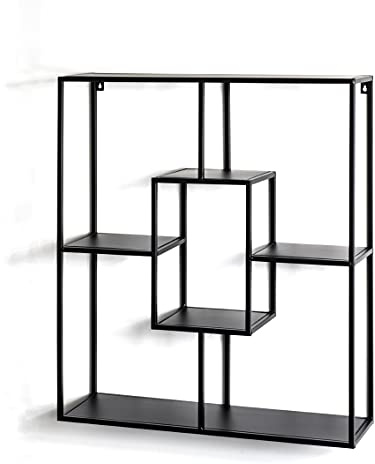 HAKU Wandregal schwarz, Metall - Maße: B 60 x H 70 x T 18 cm, Style: Modern