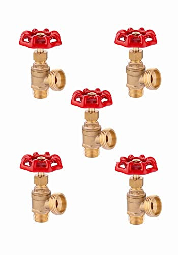 EFIELD 5-Pack Boiler Drain 1/2 inch MIP x 3/4 inch MHT, Brass Made,(BOILER001-5PCS)