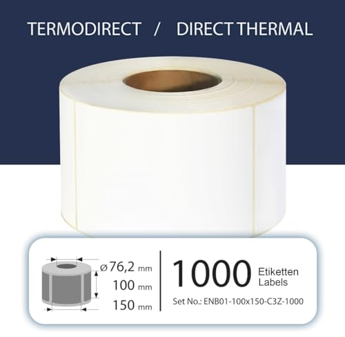 FLEX-N-ROLL Versandetiketten DHL, UPS, DPD - 100 x 150 mm - 1000 BPA-freie Thermo Etiketten Eco auf 1 Rolle(n), 3 Zoll Kern, Standard- und Industriedrucker, Thermodirekt permanent