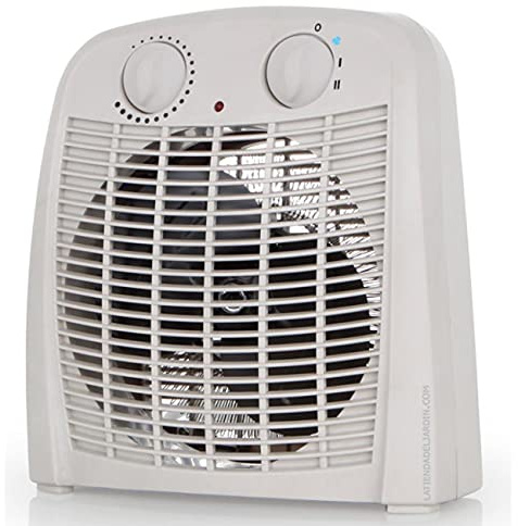 Calefactor 2000W. Selector rotativo de 3 posiciones. Modo ventilador. Dos niveles de calor: 1000W y 2000W. Apto para baño IP 21.