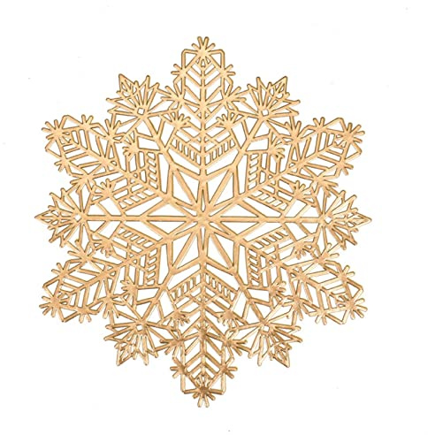 6 stücke Weihnachten Gold Schneeflocke Mustertischmatte PVC Tasse Tischset for Kaffeetische Geschirr Küchenzubehör DUO ER