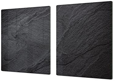 Salvaencimera Extra-Grande de vidrio templado - Conjunto de tablas para picar - Cubre Vitro Gigante – UNA PIEZA (80 x 52 cm) o DOS PIEZAS (40 x 52 cm); DD36 Texturas y azulejos 2 Serie