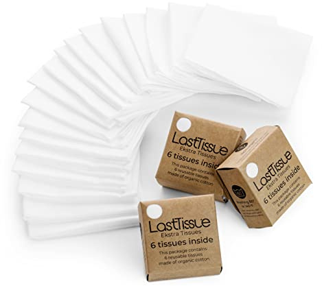 LastTissue® Wiederverwendbare Taschentücher - (18 Stück) Baumwolltücher - Umweltfreundliche Kosmetiktücherbox - Nachfüllpackung Tücherbox