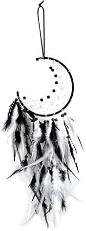 FuninCrea Atrapasueños con Pluma, Atrapasueños Hecho a Mano Estilo Indio, Atrapador de Sueños Dream Catcher para Decoración, Dreamcatcher Atrapa Sueños para Sala de Estar, Dormitorio (Negro)