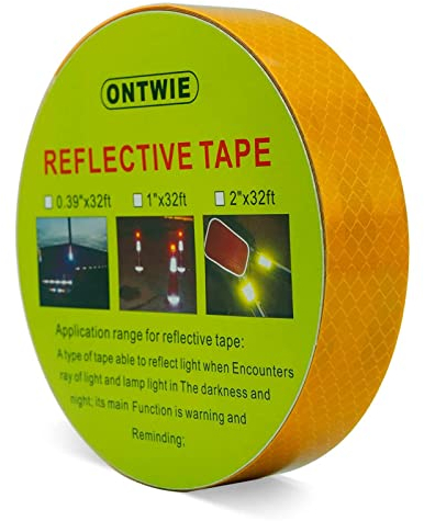 ONTWIE 10M Reflektierendes Warnband, Sicherheit Reflektierende Warnlicht Aufkleber Klebeband Rollen Streifen, Gelb Farben für die Verschönerung der Fahrrad Motorrad Dekoration - 2.5 cm