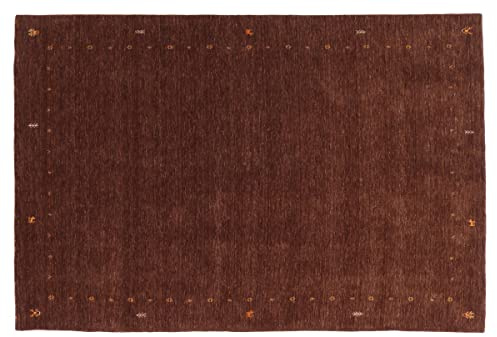 RUG PRINCE - Tappeto di lana Gabbeh Muti, tessuto a mano, tinta unita, 140 x 200 cm, colore: marrone