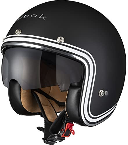 Black Classic Line öppet ansikte motorcykelhjälm M matt svart