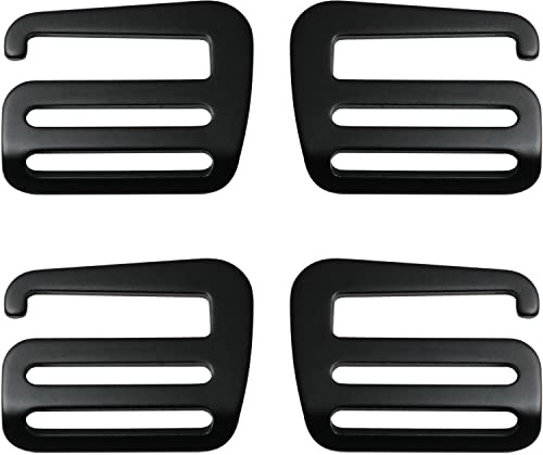 LUORNG Fibbie a onda, 2 paia di ganci a G da 38 mm, per cinghie e cinture, moschettoni per cintura, ganci per cinghie da esterni, fibbie regolabili, cinghie per zaino e bagagli (2 sinistra + 2 destra